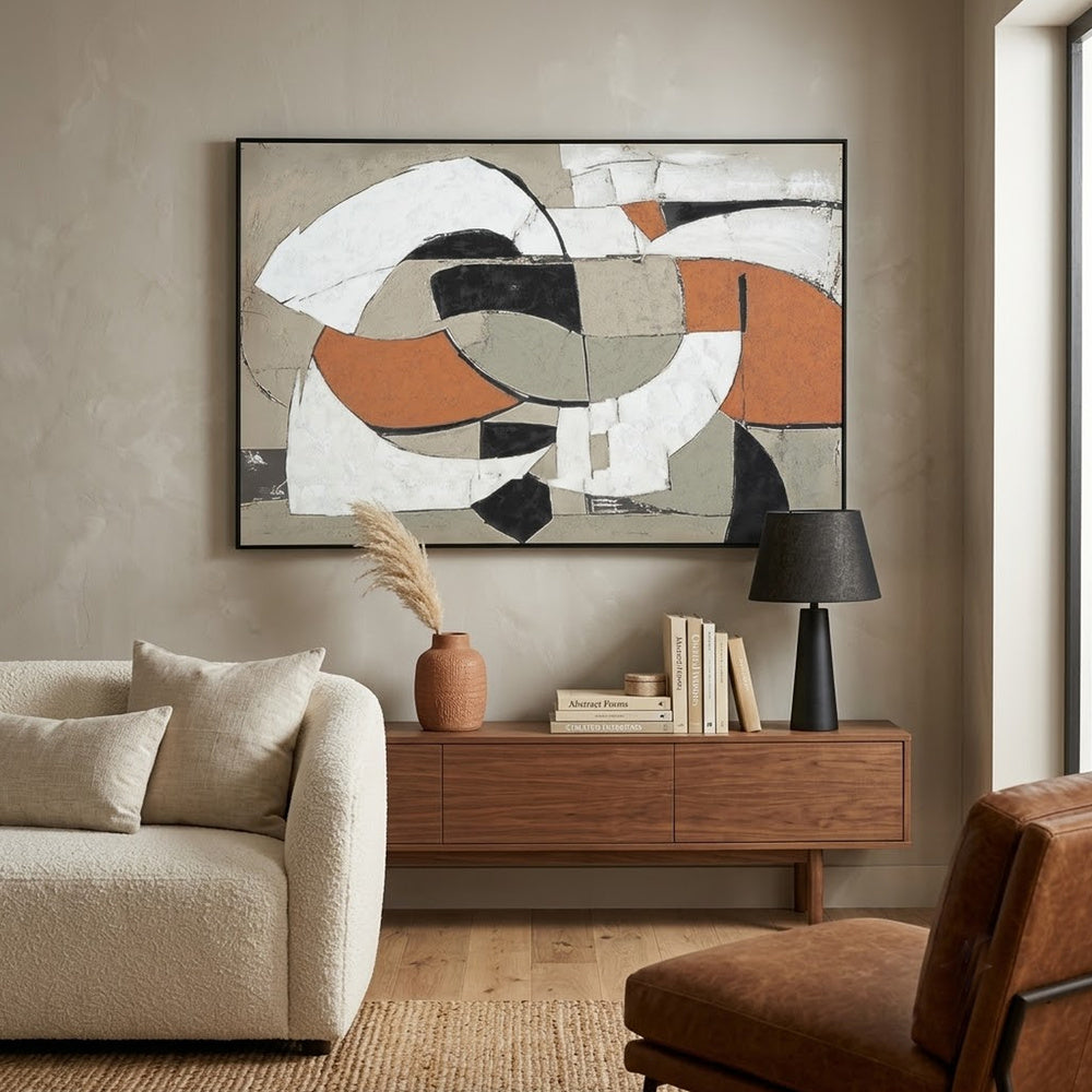 Archy Framed Canvas Wall Art, Geometric Abstract Design, Multicolor 48x72