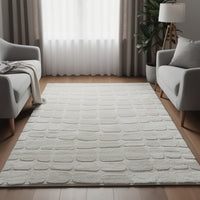 Malvin 8x10 Large Washable Area Rug, Geometric Motifs, Sandstone Beige