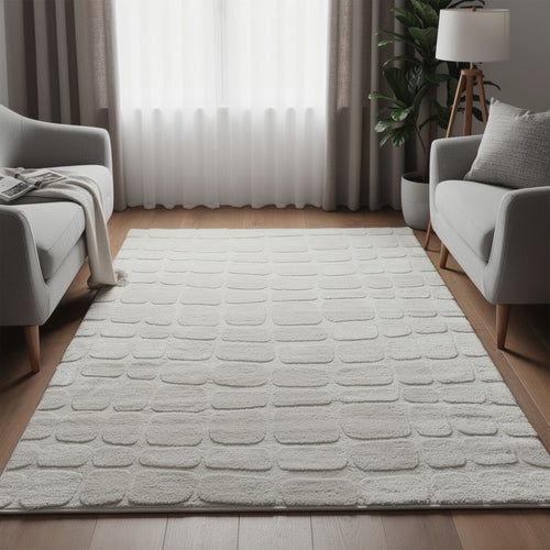 Malvin 8x10 Large Washable Area Rug, Geometric Motifs, Sandstone Beige