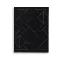 Maro Large Area Rug, Geometric Design, Low Pile, Black and White Wool 8x10