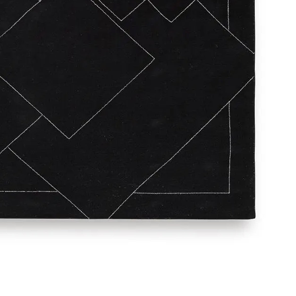 Maro Large Area Rug, Geometric Design, Low Pile, Black and White Wool 8x10