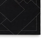 Maro Large Area Rug, Geometric Design, Low Pile, Black and White Wool 8x10