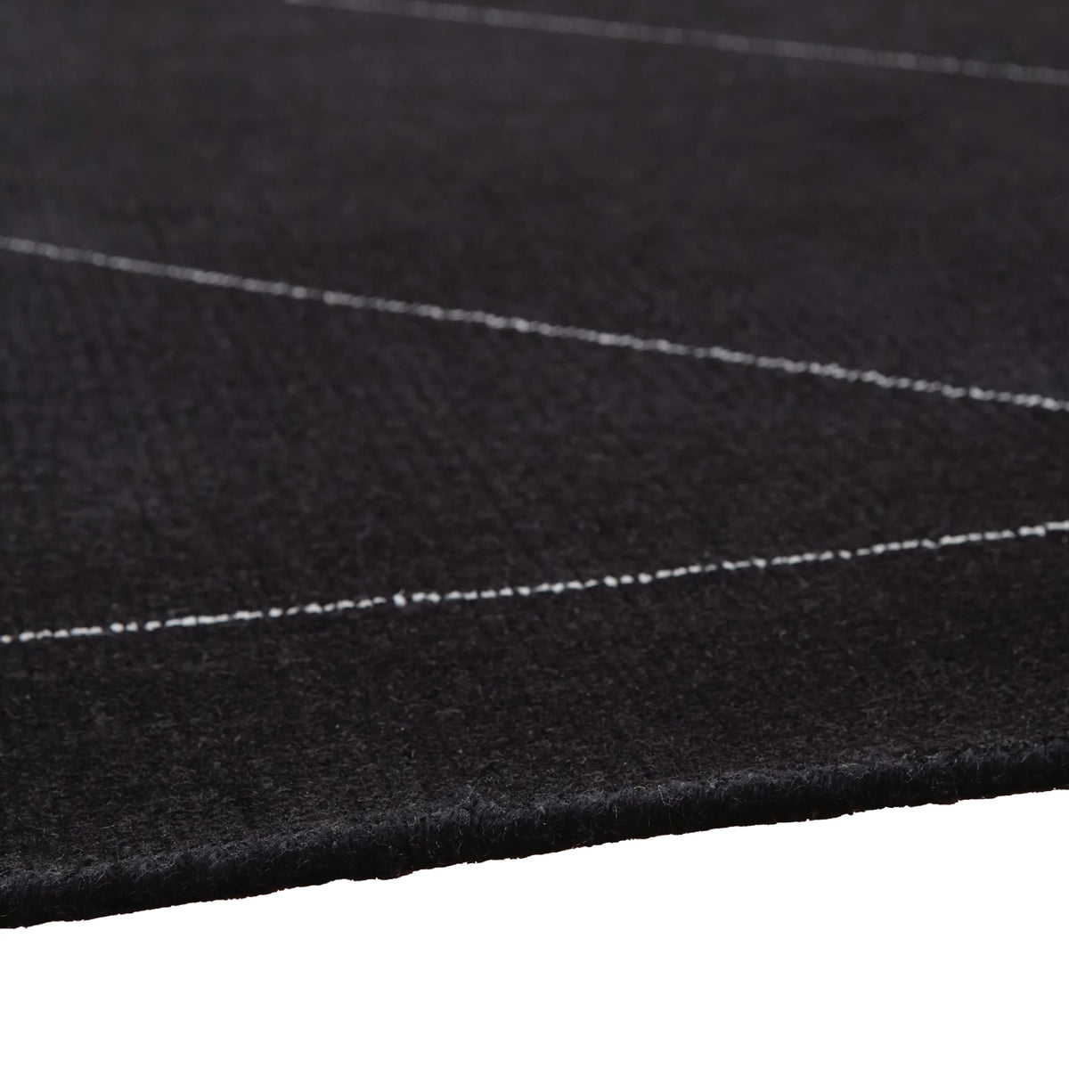 Maro Large Area Rug, Geometric Design, Low Pile, Black and White Wool 8x10