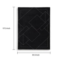 Maro Large Area Rug, Geometric Design, Low Pile, Black and White Wool 8x10