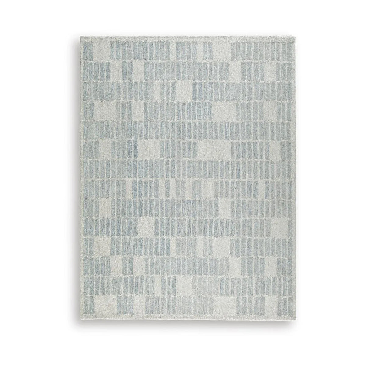 Dyni Large Area Rug, Geometric, Coastal Blue and Ivory Wool Polyester 8x10
