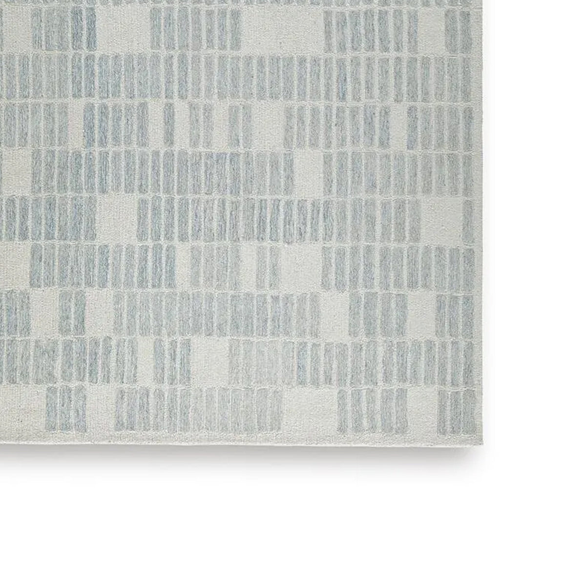 Dyni Large Area Rug, Geometric, Coastal Blue and Ivory Wool Polyester 8x10