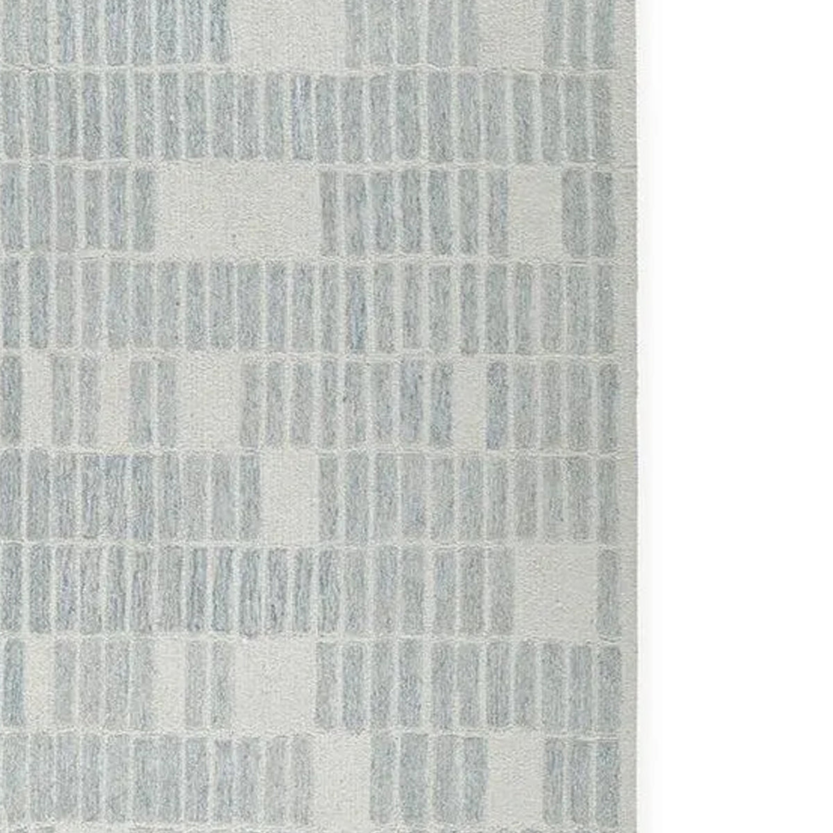 Dyni Large Area Rug, Geometric, Coastal Blue and Ivory Wool Polyester 8x10