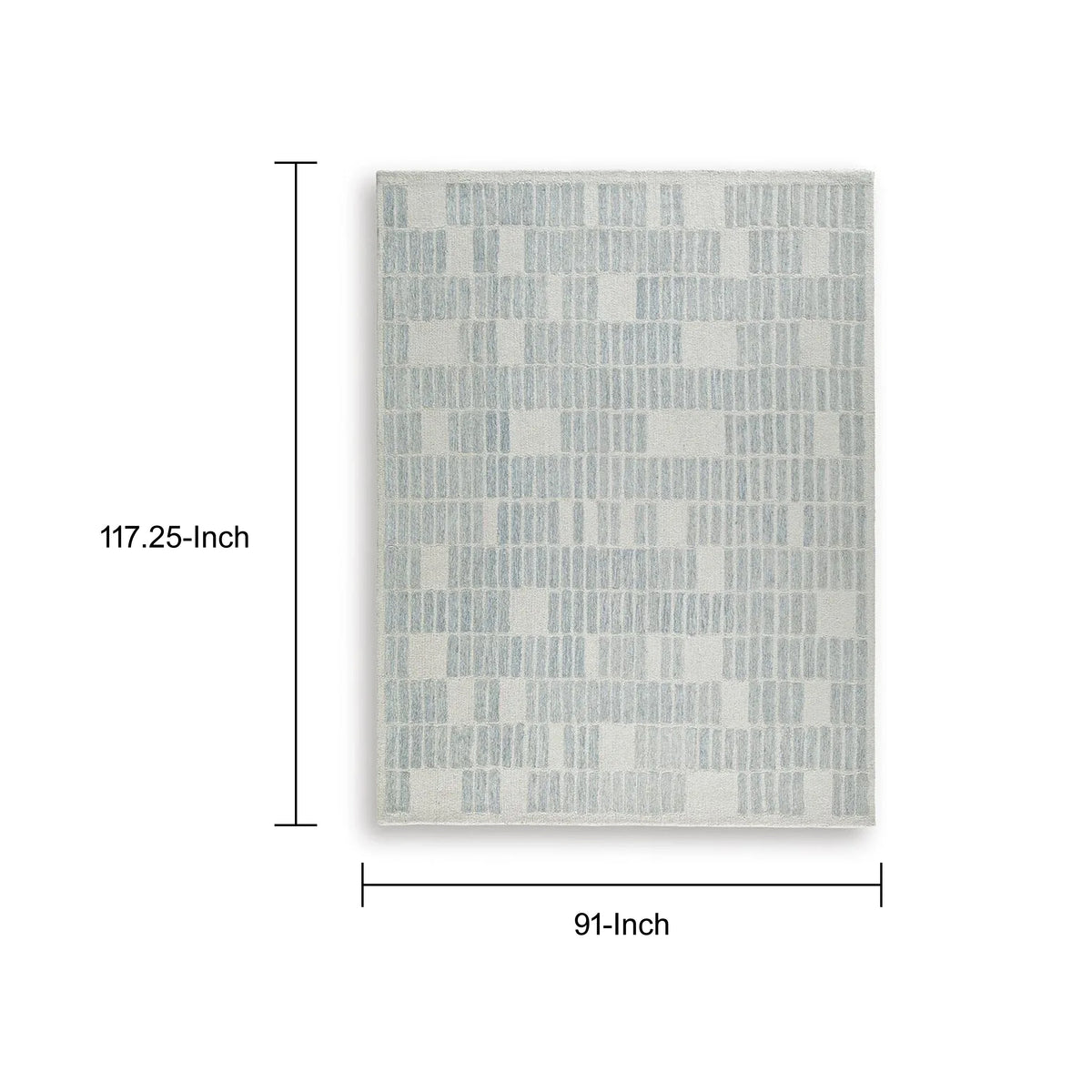 Dyni Large Area Rug, Geometric, Coastal Blue and Ivory Wool Polyester 8x10