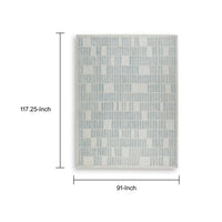 Dyni Large Area Rug, Geometric, Coastal Blue and Ivory Wool Polyester 8x10