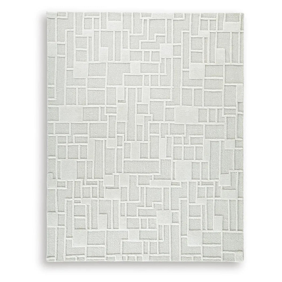 Risa Large Area Rug, Geometric Motifs, Ivory Wool Cotton Blend 8x10