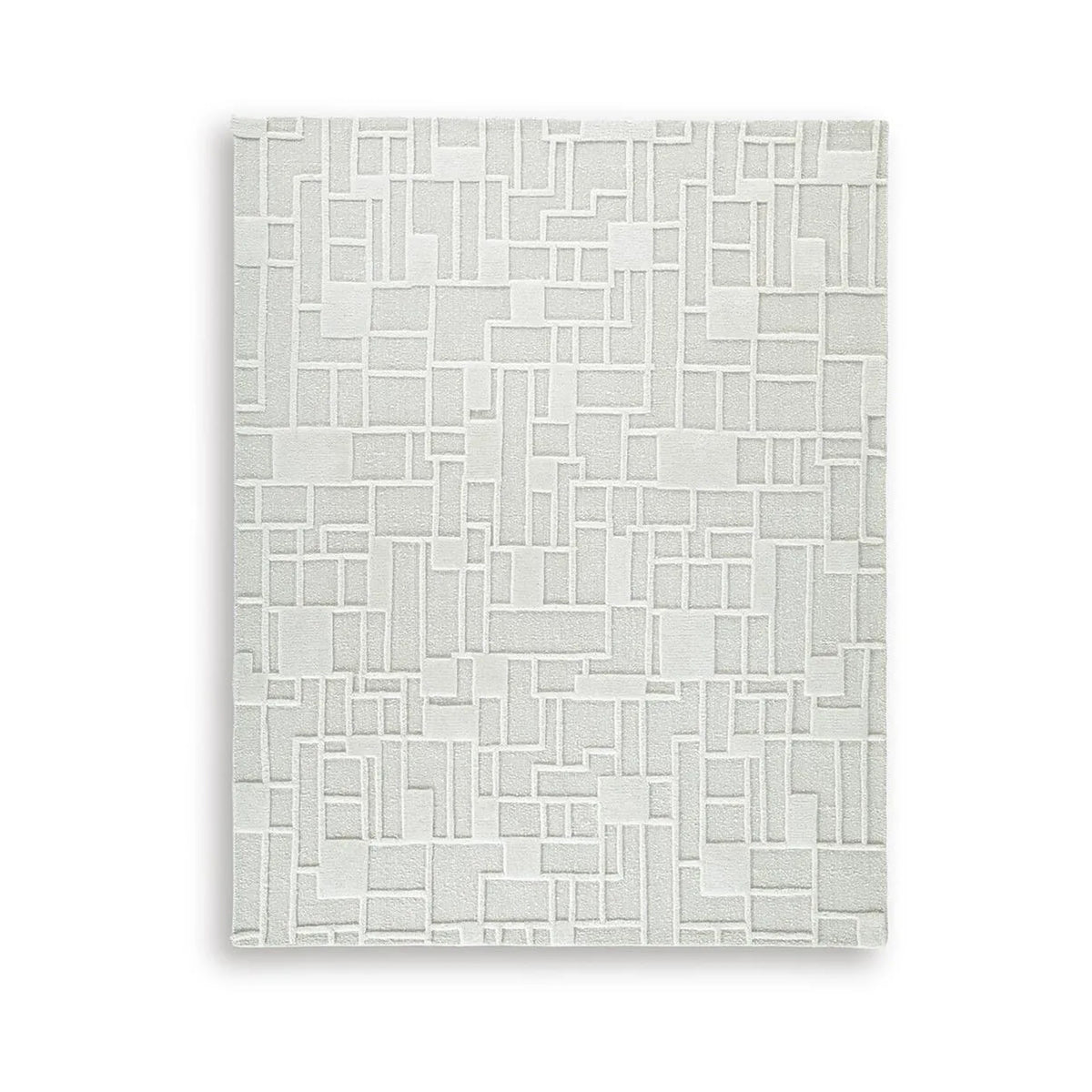Risa Large Area Rug, Geometric Motifs, Ivory Wool Cotton Blend 8x10