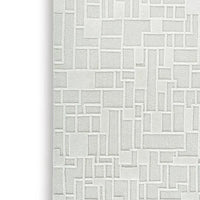 Risa Large Area Rug, Geometric Motifs, Ivory Wool Cotton Blend 8x10