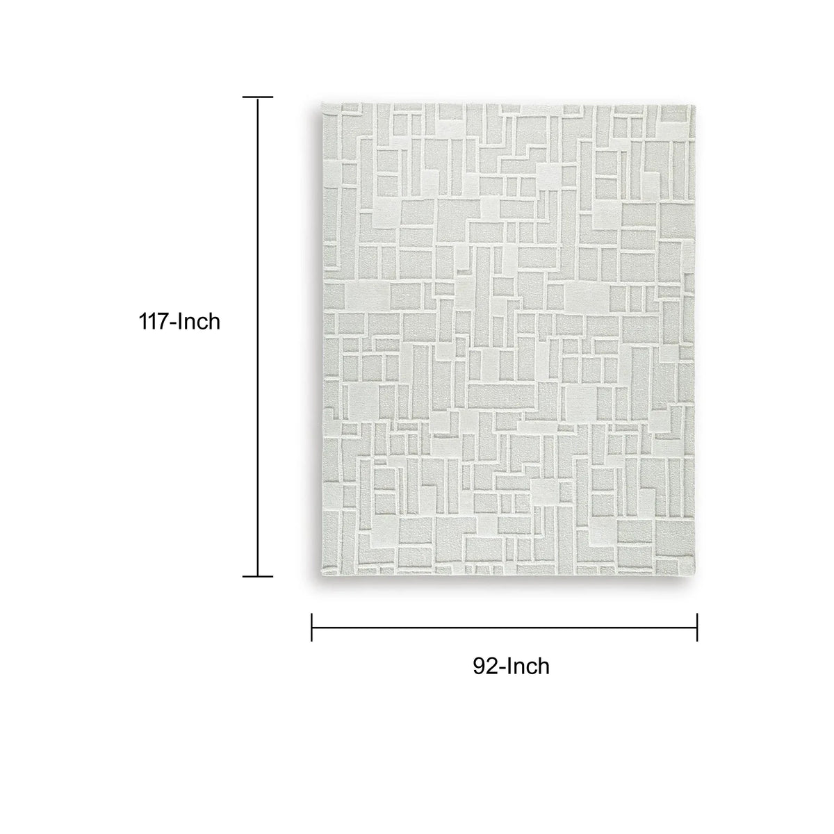 Risa Large Area Rug, Geometric Motifs, Ivory Wool Cotton Blend 8x10