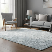 Risa Large Area Rug, Geometric Motifs, Ivory Wool Cotton Blend 8x10