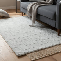 Risa Large Area Rug, Geometric Motifs, Ivory Wool Cotton Blend 8x10