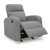 Lete Manual Rocker Recliner Chair, Foam Fill Gray Polyester, Corner Blocked