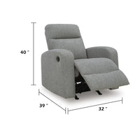 Lete Manual Rocker Recliner Chair, Foam Fill Gray Polyester, Corner Blocked
