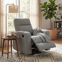 Lete Manual Rocker Recliner Chair, Foam Fill Gray Polyester, Corner Blocked