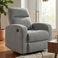 Lete Manual Rocker Recliner Chair, Foam Fill Gray Polyester, Corner Blocked