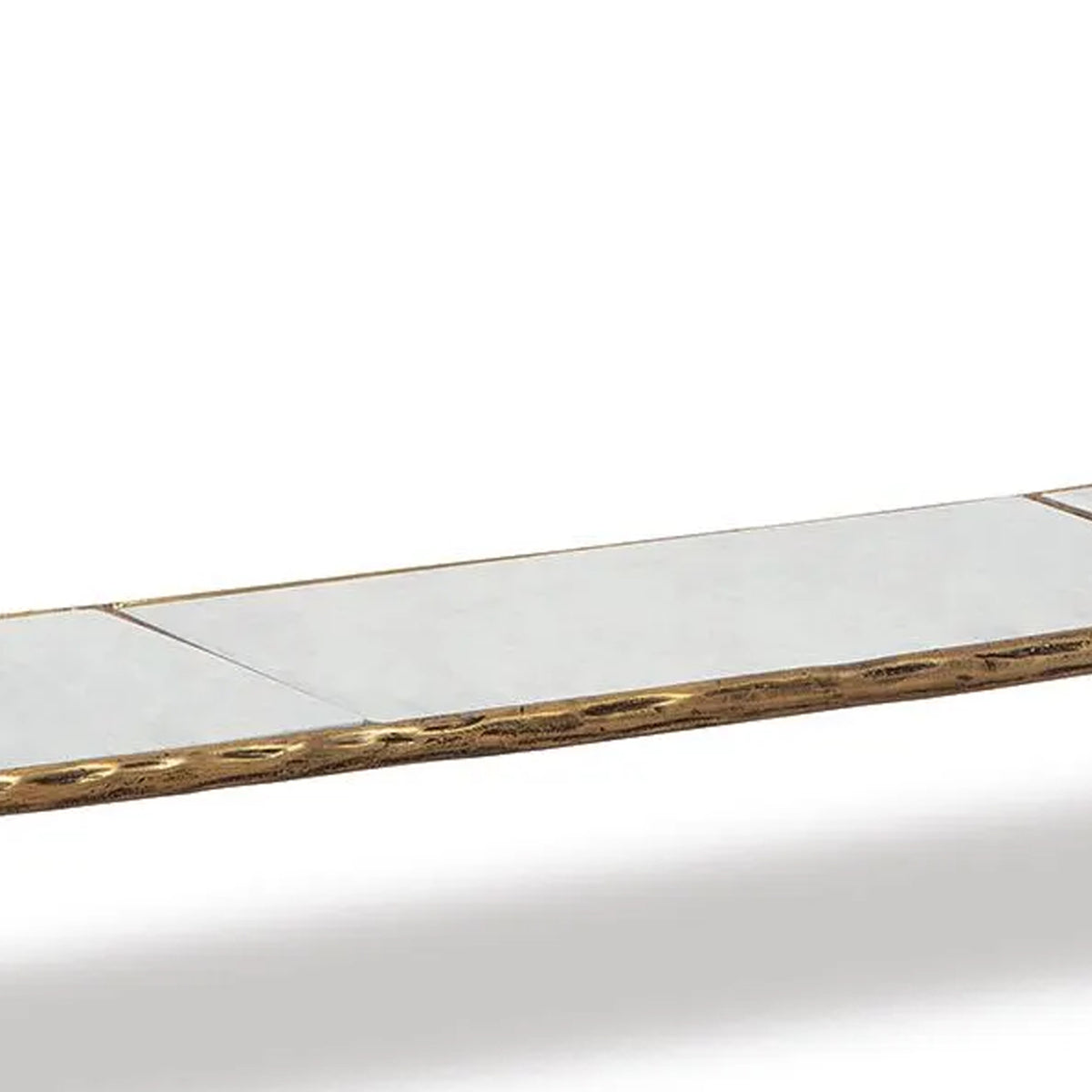 Dalie Sofa Console Table, Glass Top, Marble Shelf, Antique Brass 52 Inch