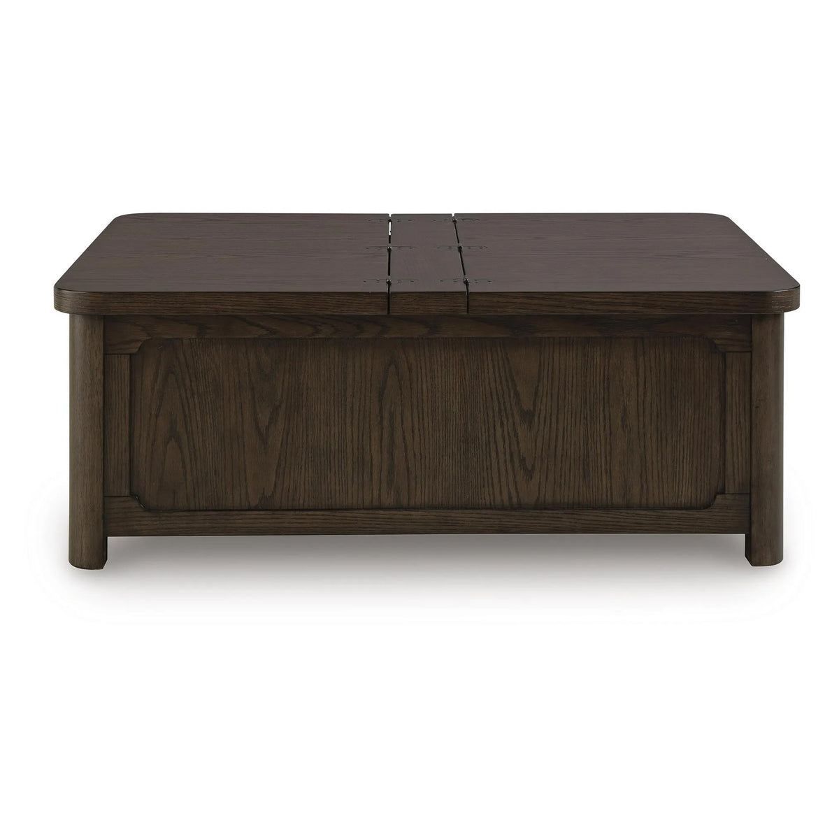 Kemu Storage Coffee Table, 2 Hinged Lift Top, Dark Brown Wood 46 Inch
