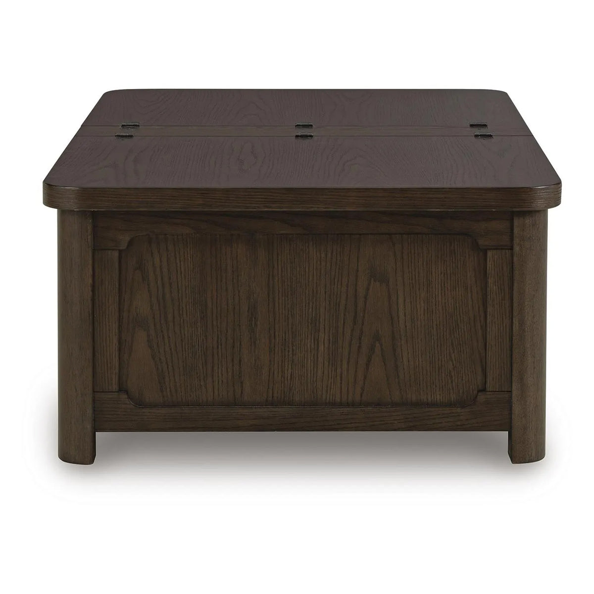 Kemu Storage Coffee Table, 2 Hinged Lift Top, Dark Brown Wood 46 Inch