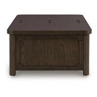 Kemu Storage Coffee Table, 2 Hinged Lift Top, Dark Brown Wood 46 Inch