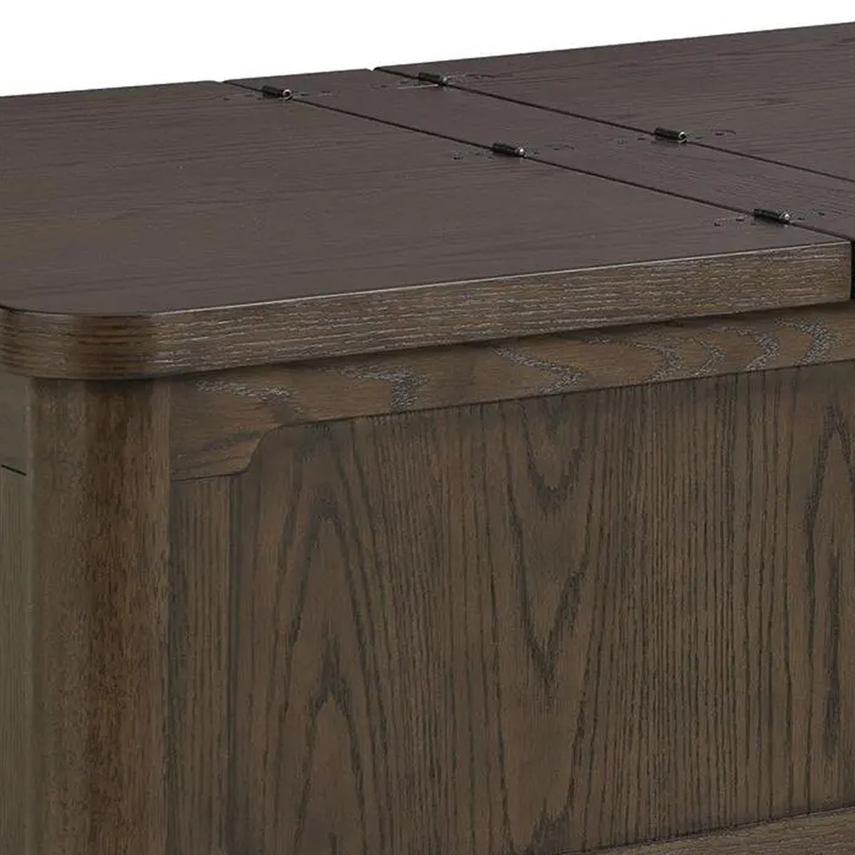 Kemu Storage Coffee Table, 2 Hinged Lift Top, Dark Brown Wood 46 Inch