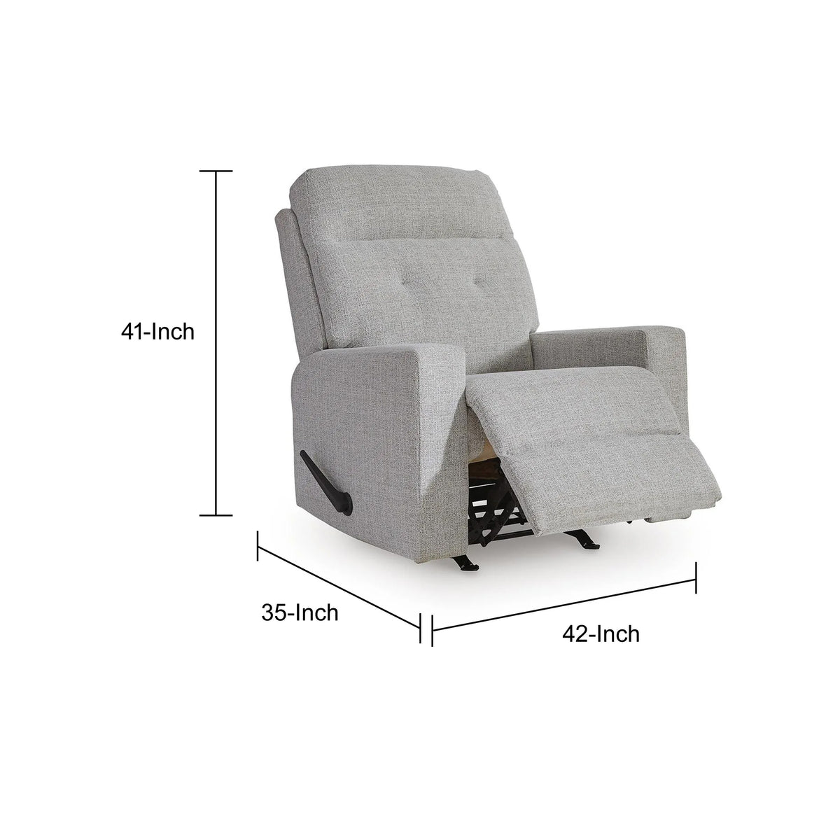 Skio Maunal Rocker Recliner Chair, Foam Fill Seat, Stone Gray Nuvella
