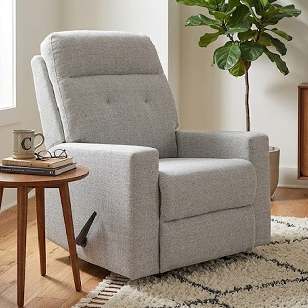 Skio Maunal Rocker Recliner Chair, Foam Fill Seat, Stone Gray Nuvella