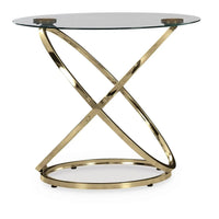 Moti 3pc Coffee Table and 2 End Table Set, Glass Top, Champagne Gold