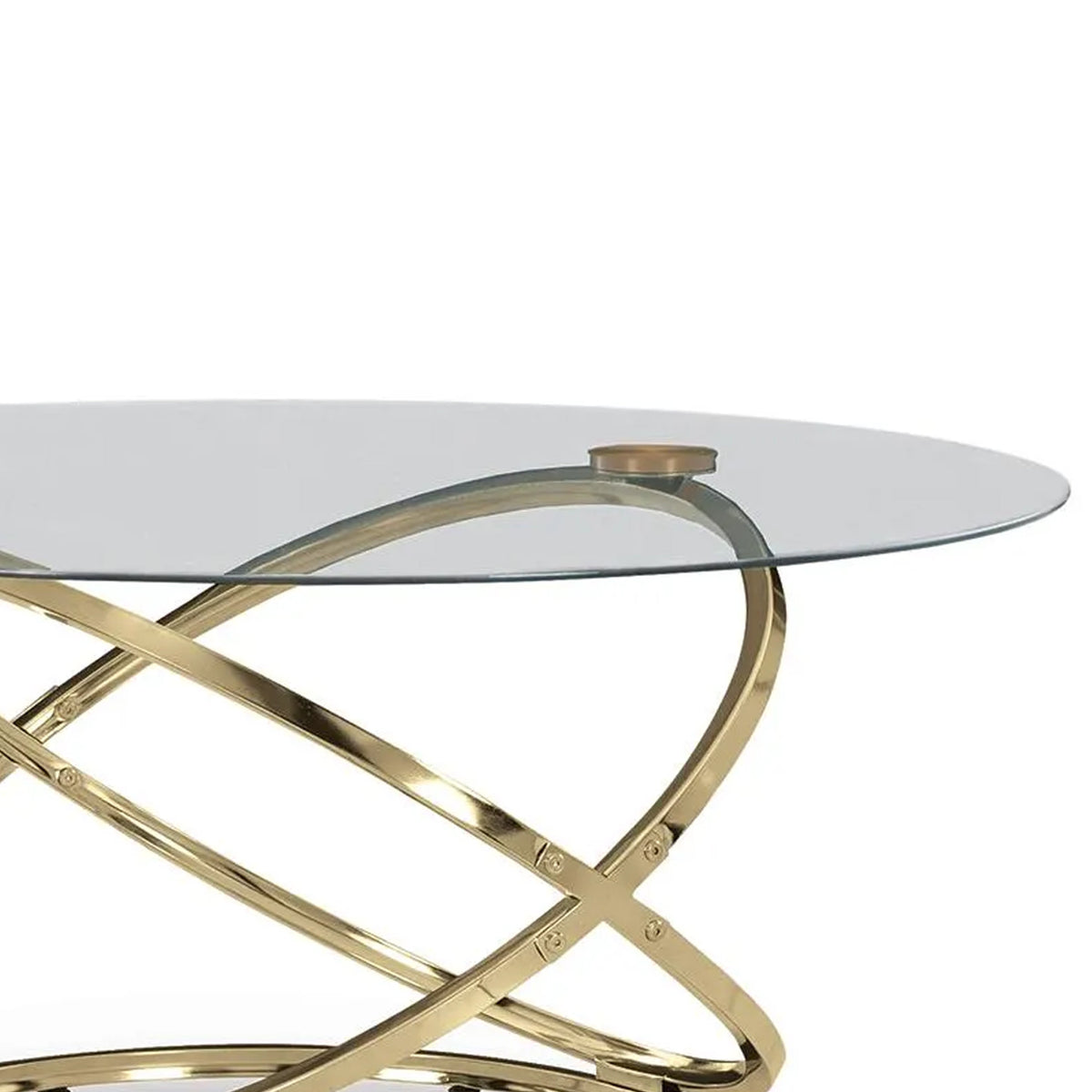 Moti 3pc Coffee Table and 2 End Table Set, Glass Top, Champagne Gold