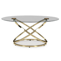 Moti 3pc Coffee Table and 2 End Table Set, Glass Top, Champagne Gold