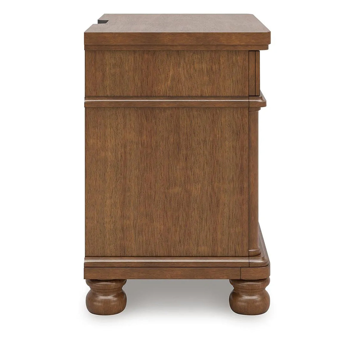 Rowy Oversized Nightstand for Bedroom, USB Ports, 3 Drawers, Medium Brown