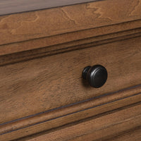 Rowy Oversized Nightstand for Bedroom, USB Ports, 3 Drawers, Medium Brown