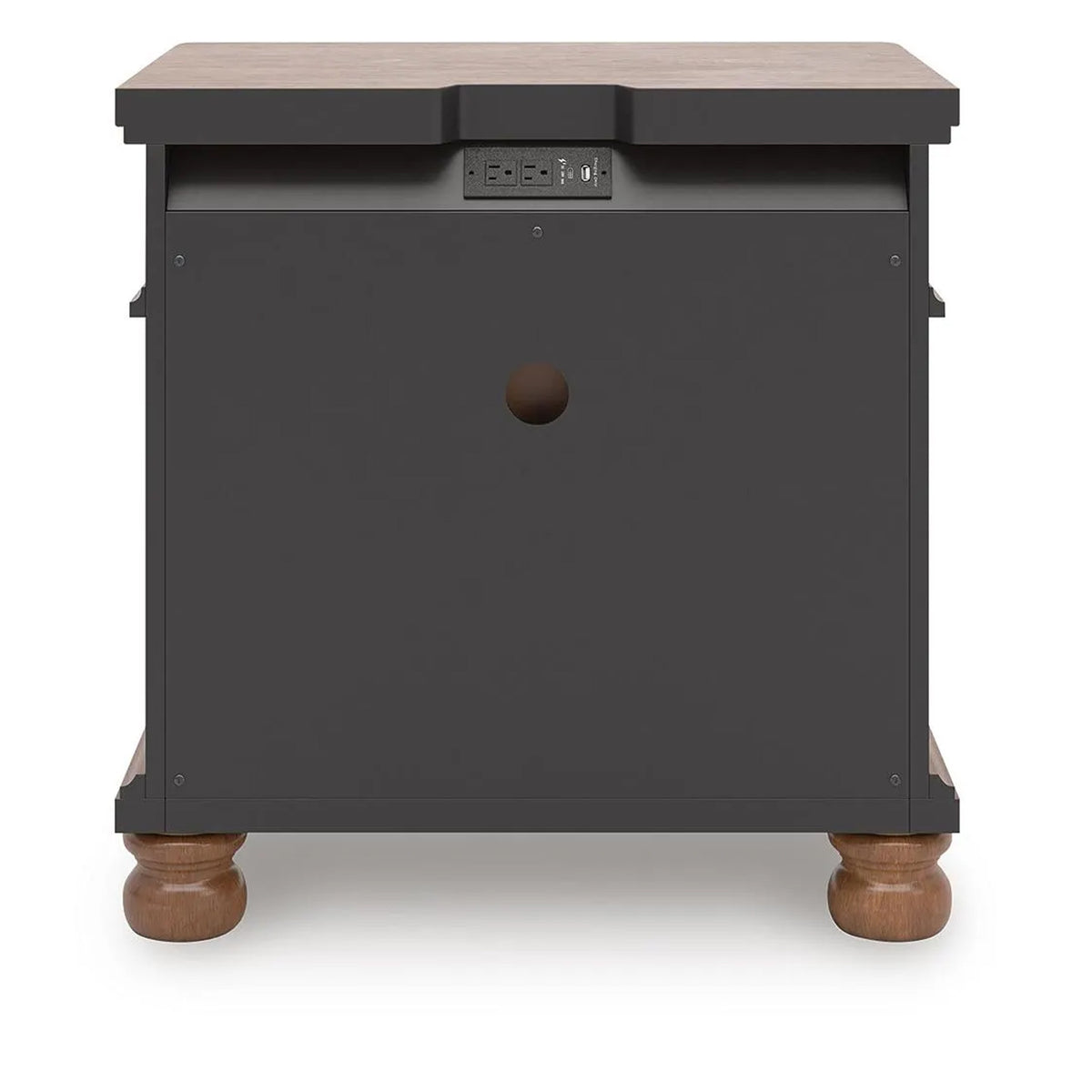Rowy Oversized Nightstand for Bedroom, USB Ports, 3 Drawers, Medium Brown