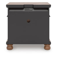 Rowy Oversized Nightstand for Bedroom, USB Ports, 3 Drawers, Medium Brown