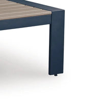 Eina Outdoor Cocktail Table, 48 Inch Slatted Top, Navy Blue and Driftwood