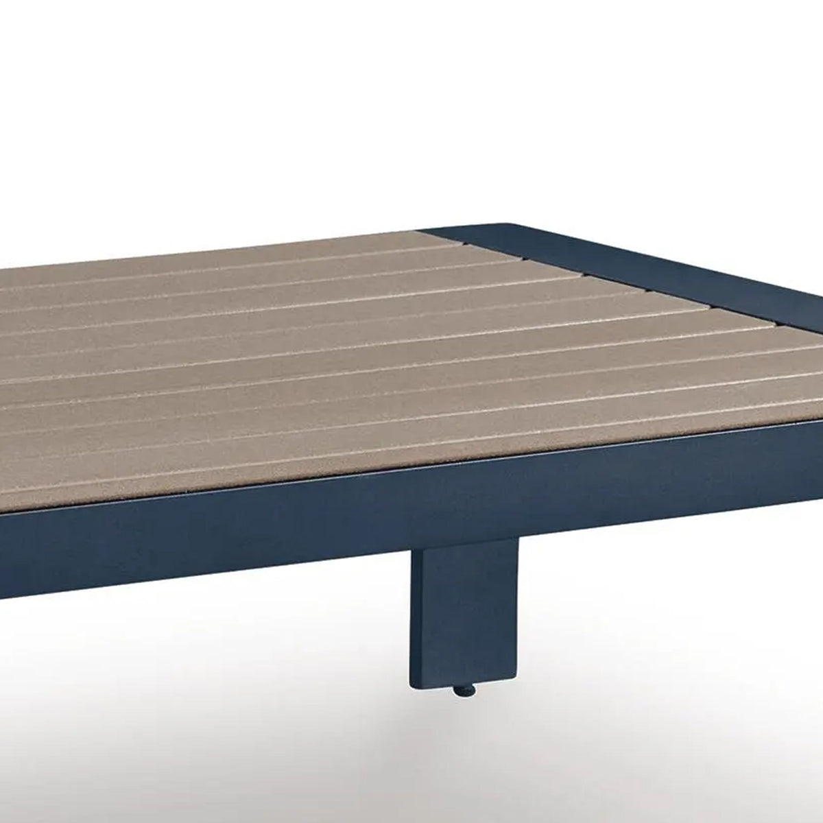 Eina Outdoor Cocktail Table, 48 Inch Slatted Top, Navy Blue and Driftwood