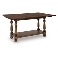 Beca Sofa Console Table, 60 Inch Hinged Flip Top, Lower Shelf, Brown