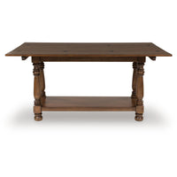 Beca Sofa Console Table, 60 Inch Hinged Flip Top, Lower Shelf, Brown