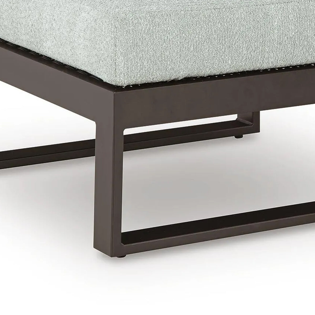 Leca Outdoor Ottoman with Gray Cushion, Black Aluminum Frame, 28 Inch