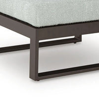 Leca Outdoor Ottoman with Gray Cushion, Black Aluminum Frame, 28 Inch