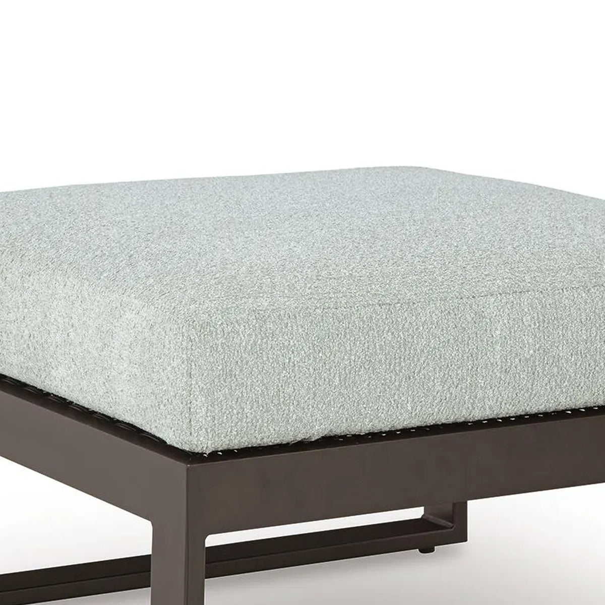 Leca Outdoor Ottoman with Gray Cushion, Black Aluminum Frame, 28 Inch