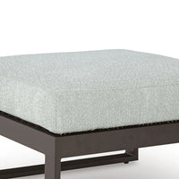 Leca Outdoor Ottoman with Gray Cushion, Black Aluminum Frame, 28 Inch