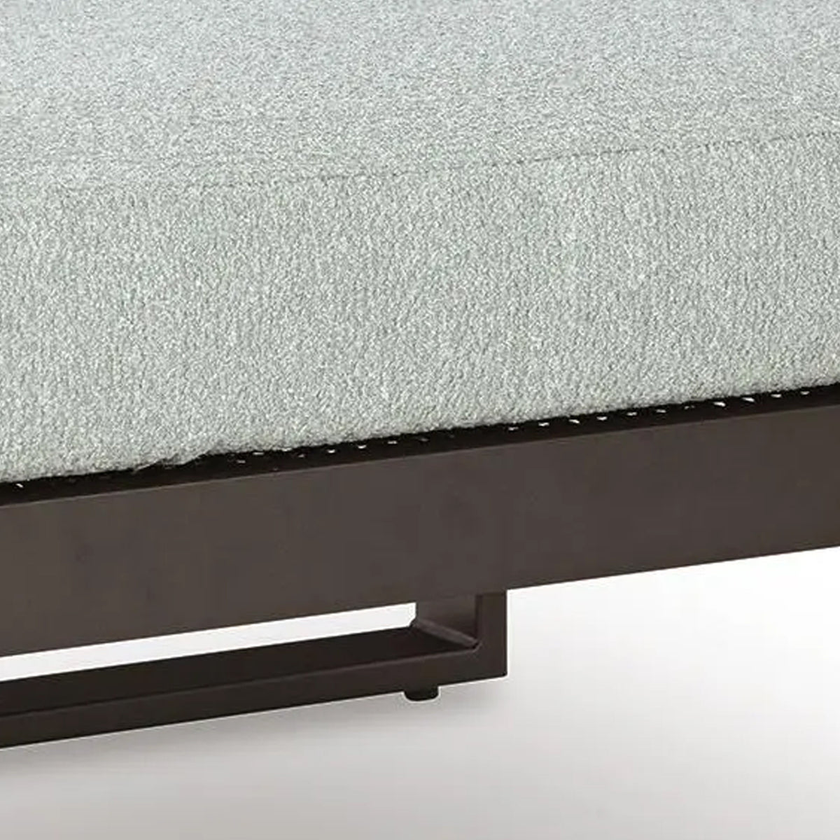Leca Outdoor Ottoman with Gray Cushion, Black Aluminum Frame, 28 Inch