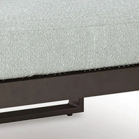 Leca Outdoor Ottoman with Gray Cushion, Black Aluminum Frame, 28 Inch