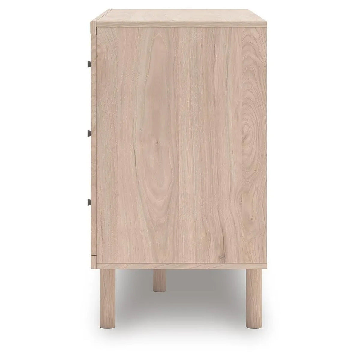 Rox 51 Inch Dresser, 6 Drawers, Floral Accent Fronts, Black Knobs, Tan