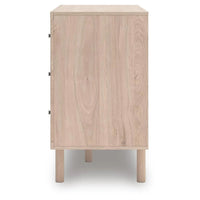 Rox 51 Inch Dresser, 6 Drawers, Floral Accent Fronts, Black Knobs, Tan