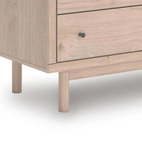 Rox 51 Inch Dresser, 6 Drawers, Floral Accent Fronts, Black Knobs, Tan